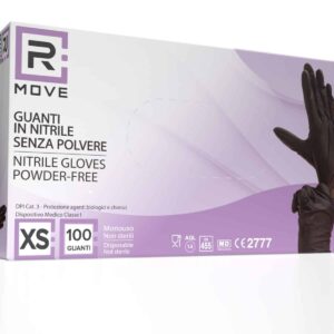 Cartone 1000 Guanti Nitrile Nero RMove XS Senza Polvere