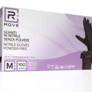 Cartone 1000 Guanti Nitrile Nero RMove M Senza Polvere