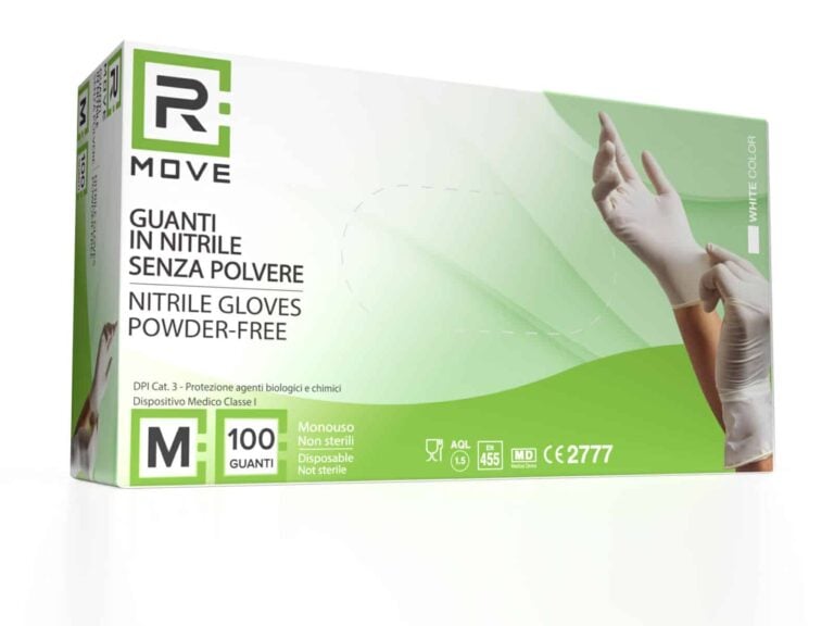 Cartone 1000 Guanti Nitrile Bianco RMove M Senza Polvere