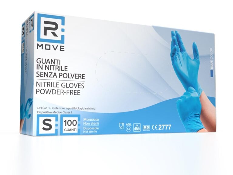 Cartone 1000 Guanti Nitrile Blu RMove S Senza Polvere