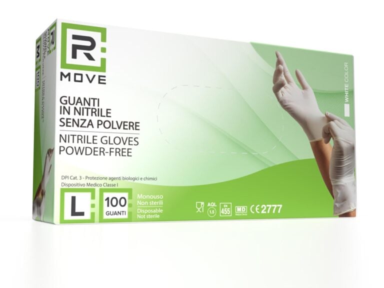 Cartone 1000 Guanti Nitrile Bianco RMove L Senza Polvere